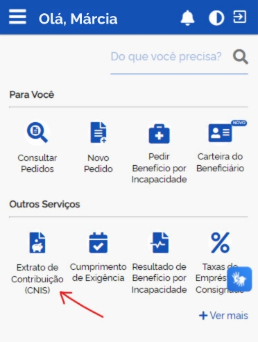 Instruções para baixar o Extrato do CNIS